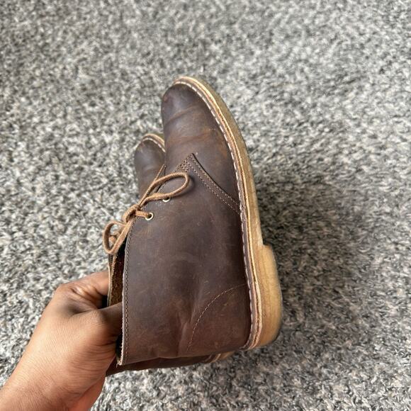 Womens Clarks Desert Brown Leather Beeswax Casual Chukka Boots Size 7 - Picture 6 of 10
